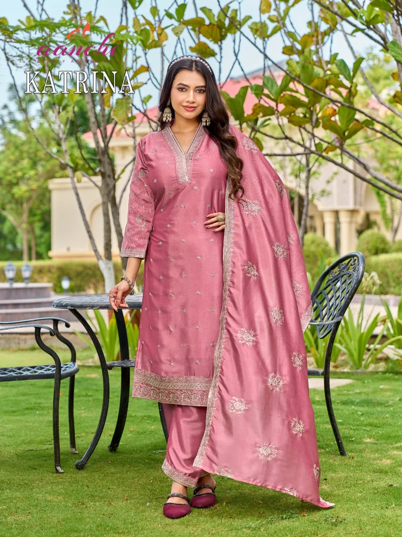 Katrina By Aanchi Crystal Silk Kurti With Bottom Dupatta 
